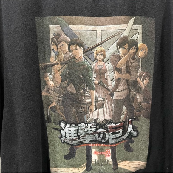 Attack On Titan Ripple Junction Season 3 Promo T-Shirt Adult Size Black Size XL - Picture 4 of 12